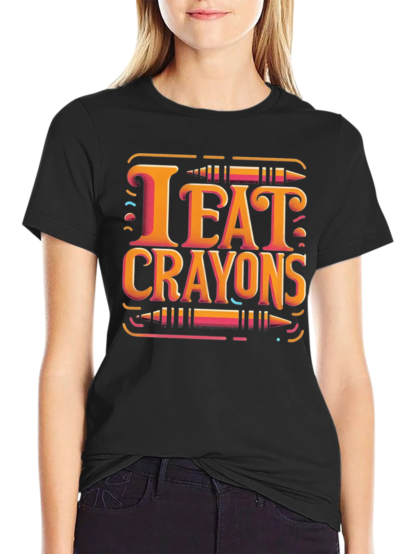I Eat Crayons Graphic Tee - Novelty T-Shirt