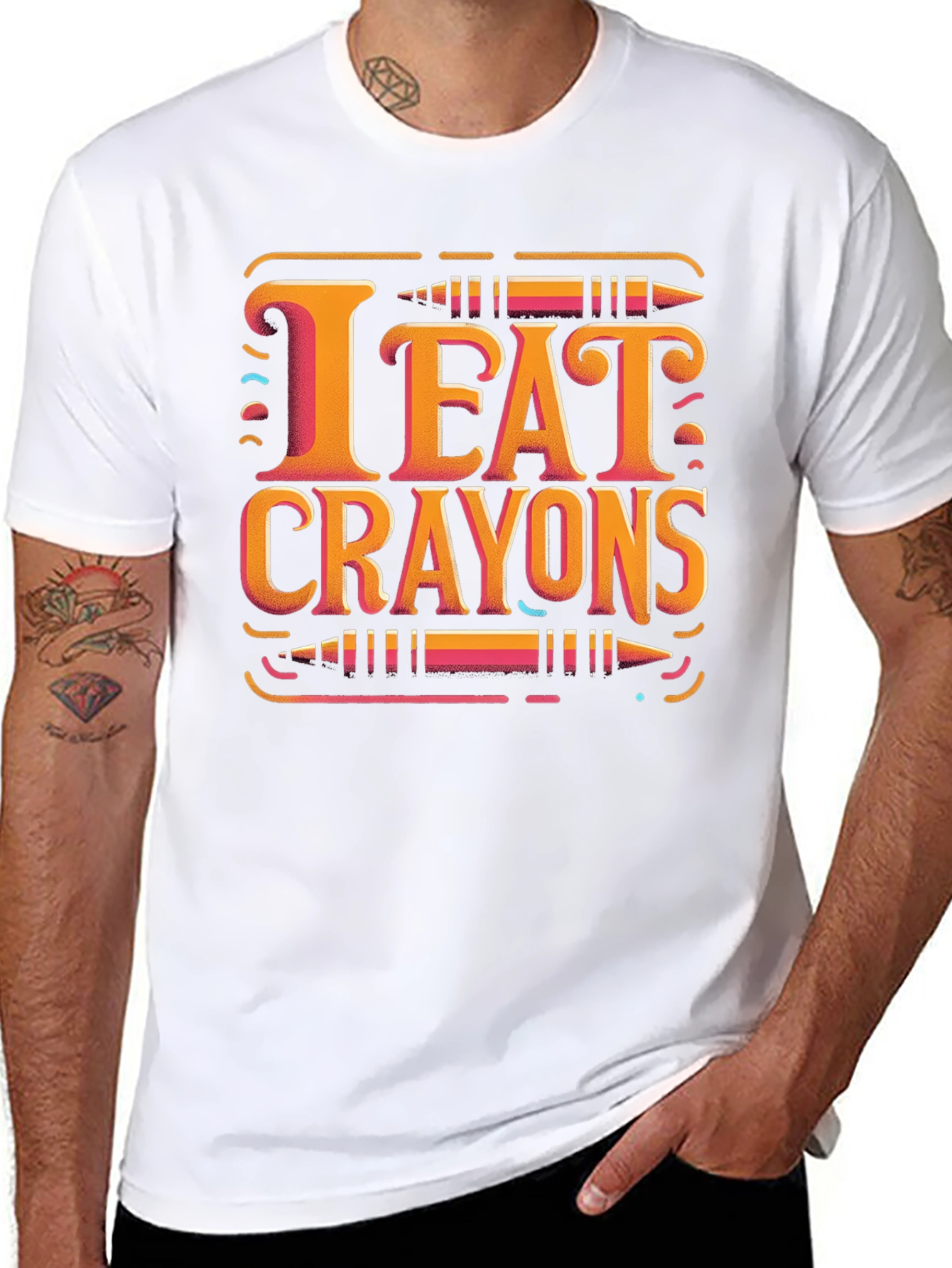 I Eat Crayons Graphic Tee - Novelty T-Shirt