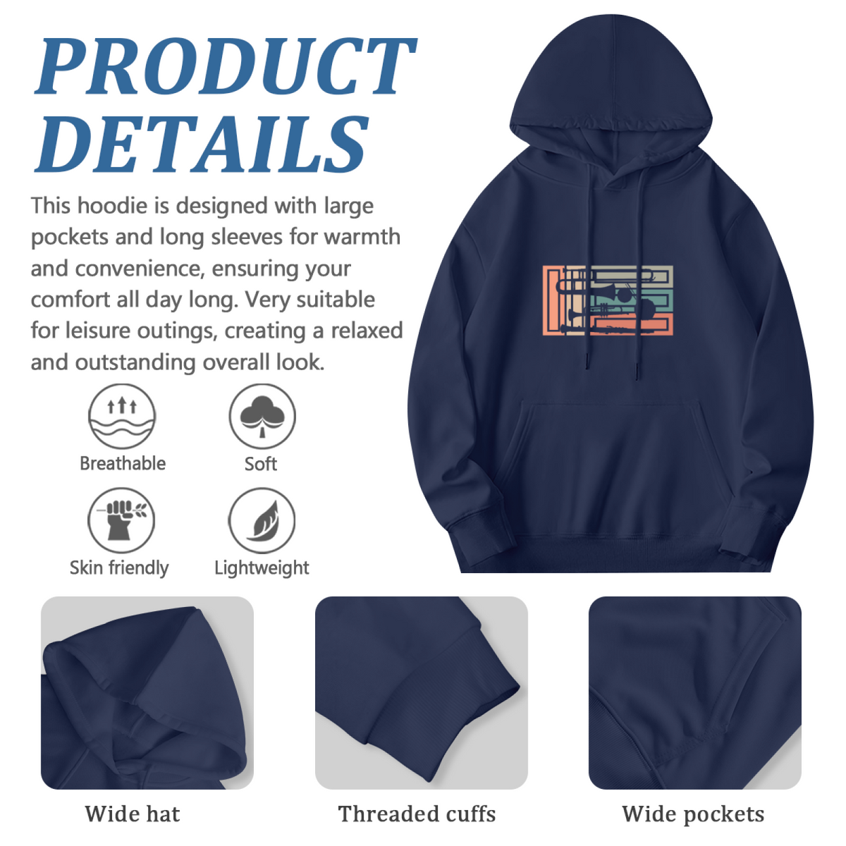 Geometric Brass Instrument Stripe Hoodie