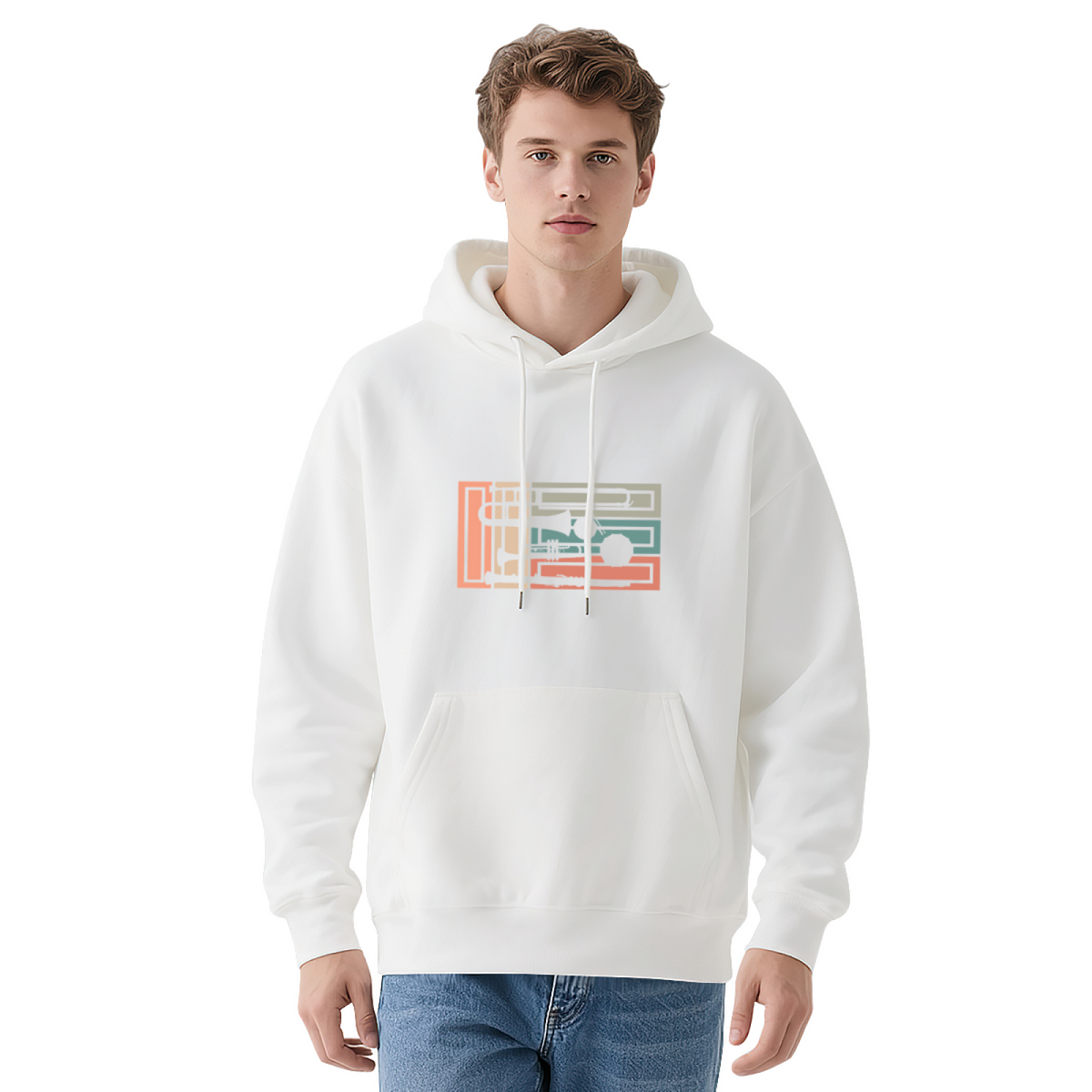 Geometric Brass Instrument Stripe Hoodie