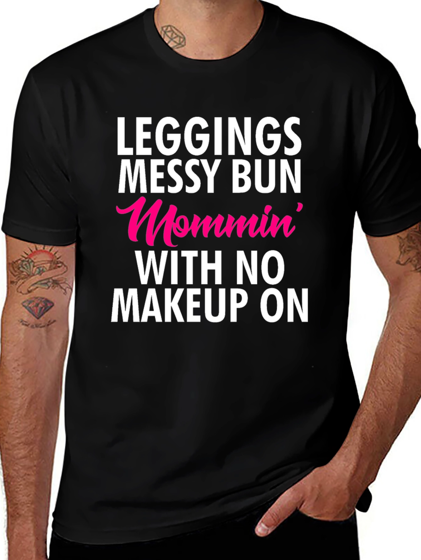 Leggings Messy Bun Mommin T-Shirt