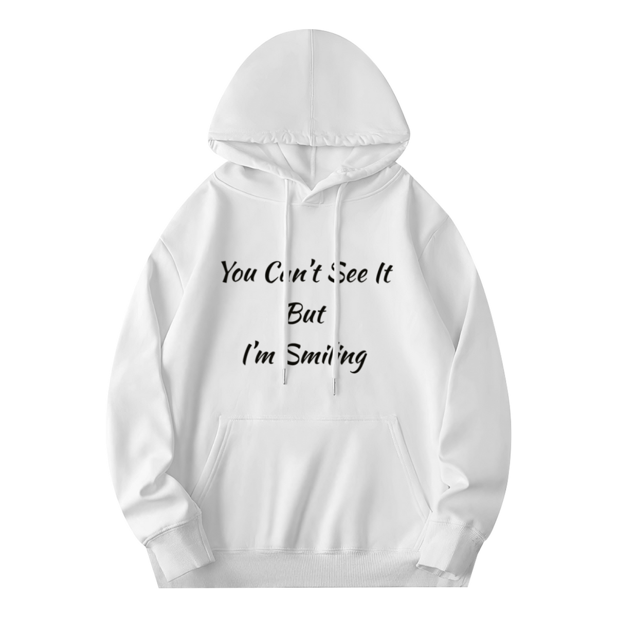 Invisible Smile Script Hoodie White