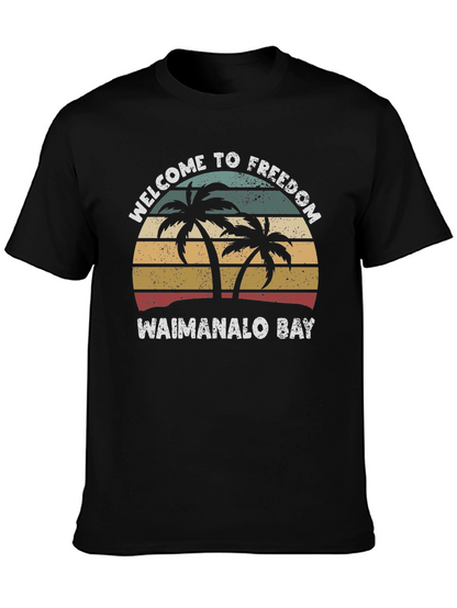 Waimanalo Bay Retro Palm Tree T-Shirt