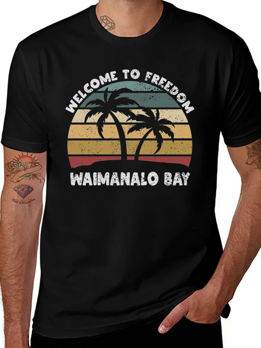 Waimanalo Bay Retro Palm Tree T-Shirt