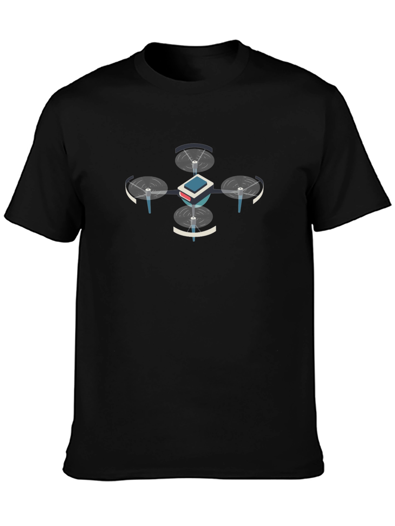 Drone Graphic Tee - Black Cotton T-Shirt
