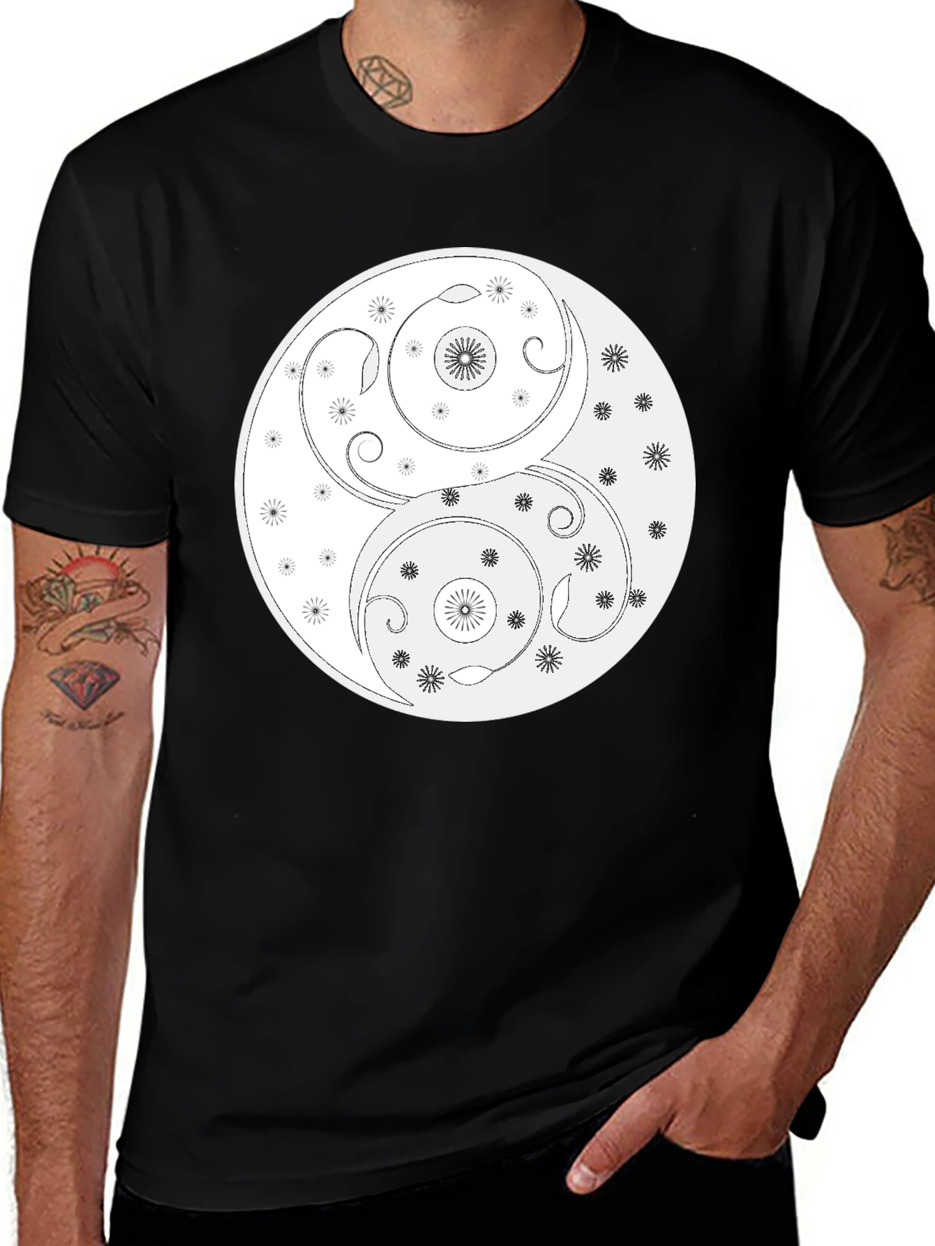 Yin Yang T-Shirt - Floral Harmony