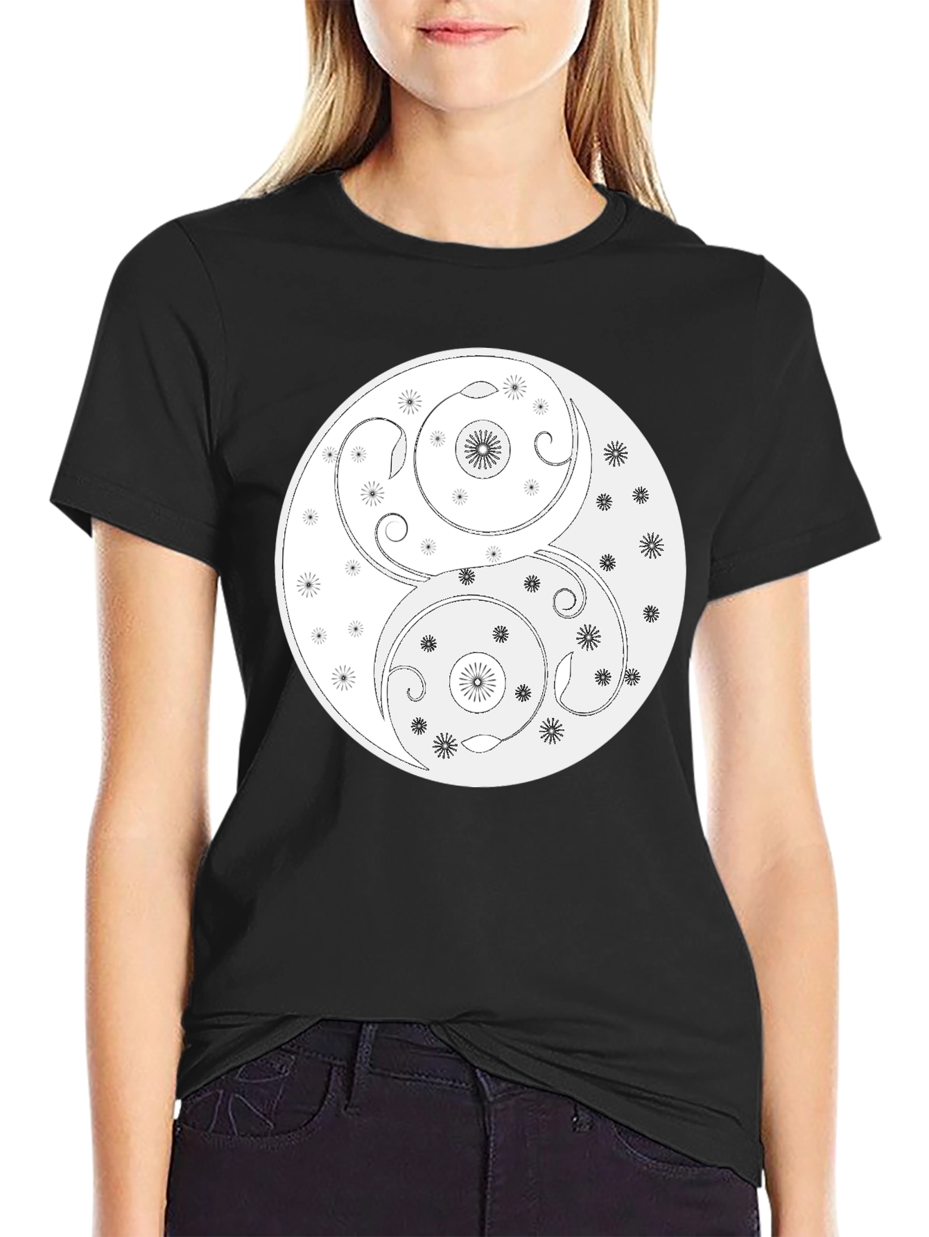 Yin Yang T-Shirt - Floral Harmony