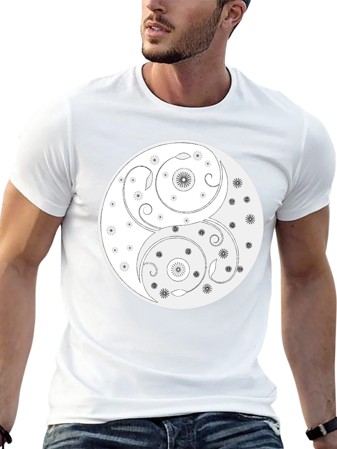 Yin Yang T-Shirt - Floral Harmony