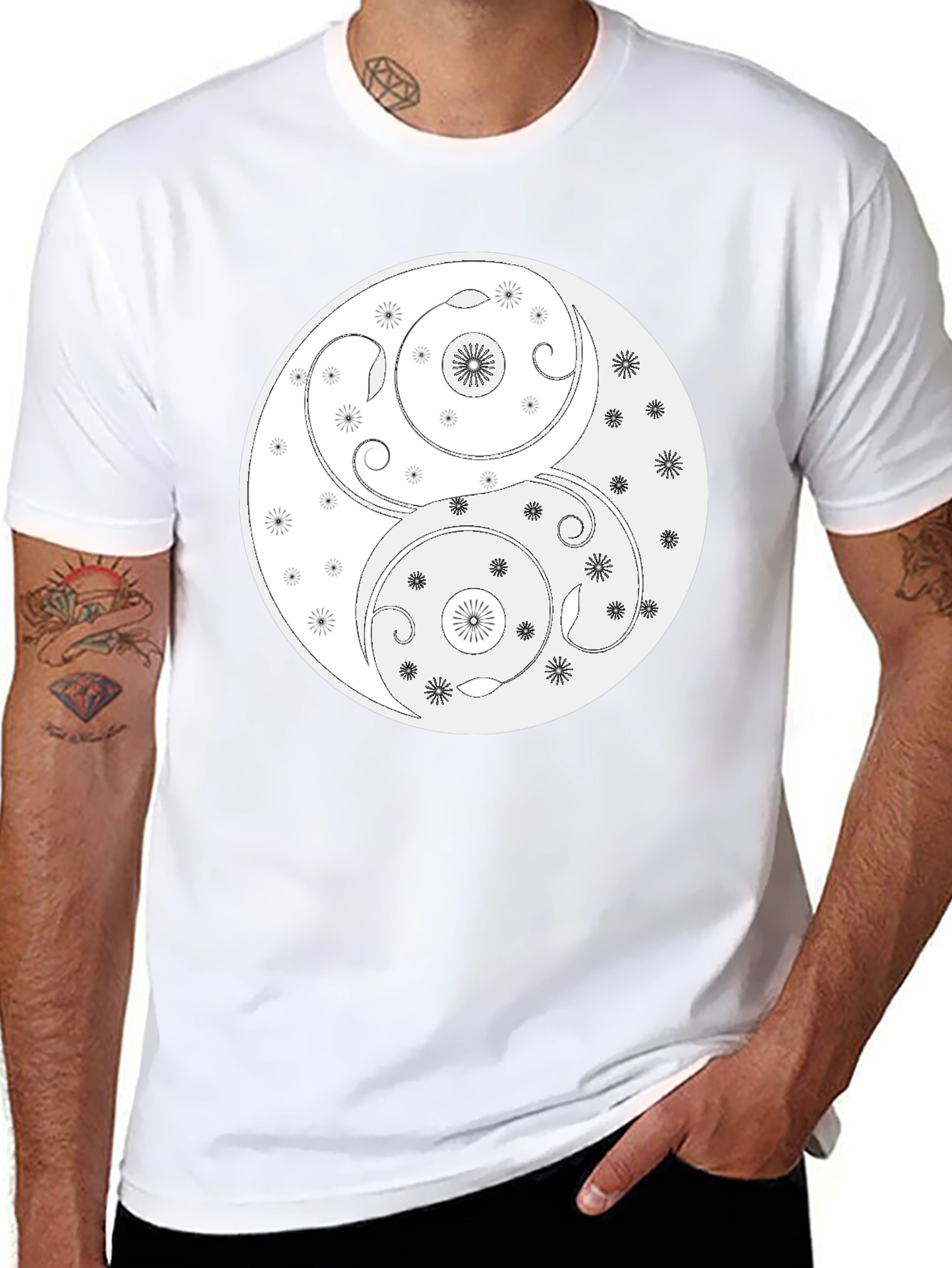 Yin Yang T-Shirt - Floral Harmony