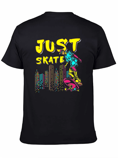 Just Skate Graphic Tee - Black Skateboarder Shirt