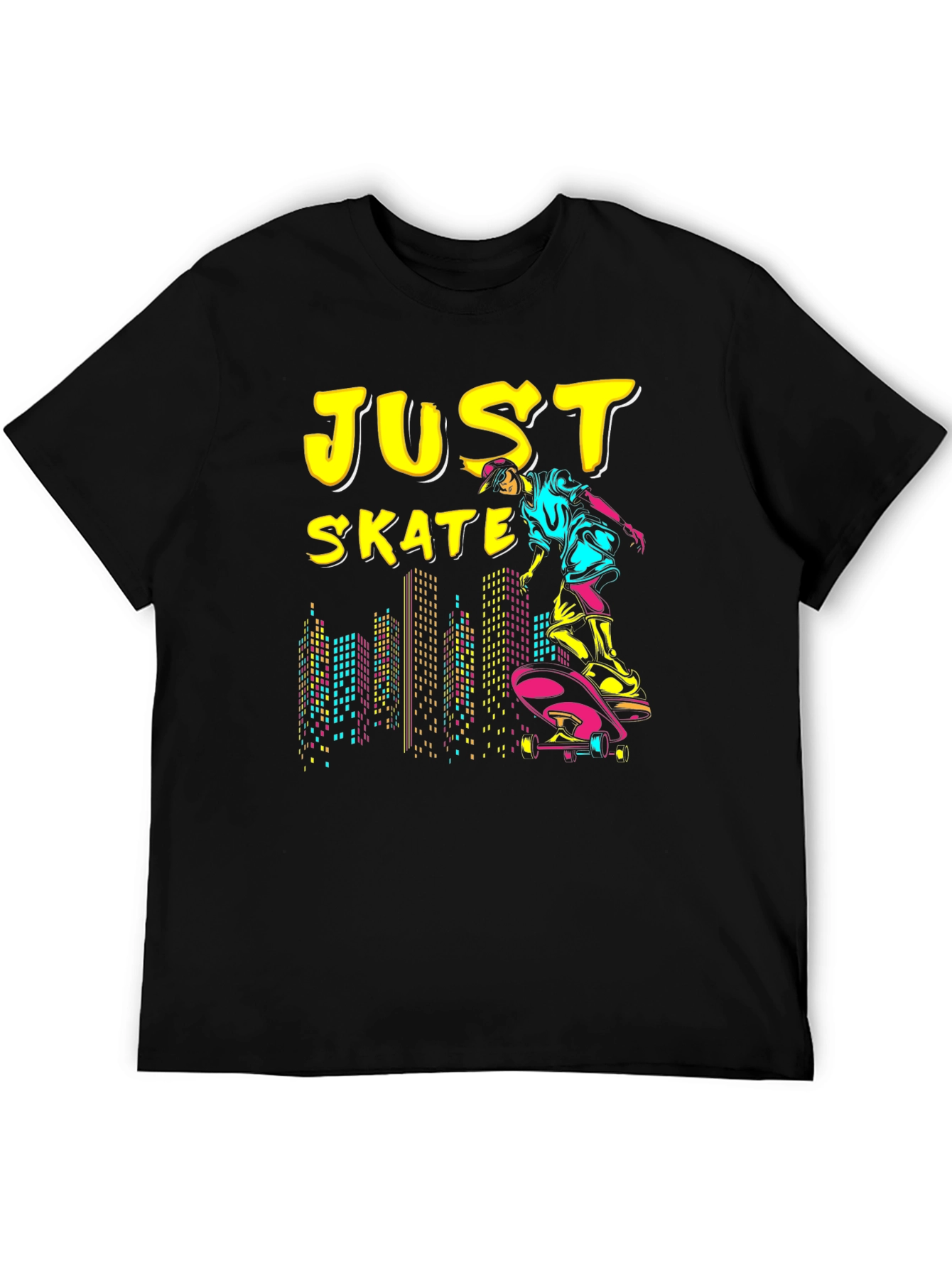 Just Skate Graphic Tee - Black Skateboarder Shirt