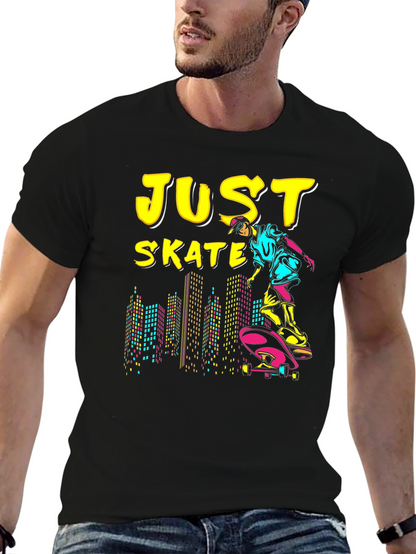 Just Skate Graphic Tee - Black Skateboarder Shirt