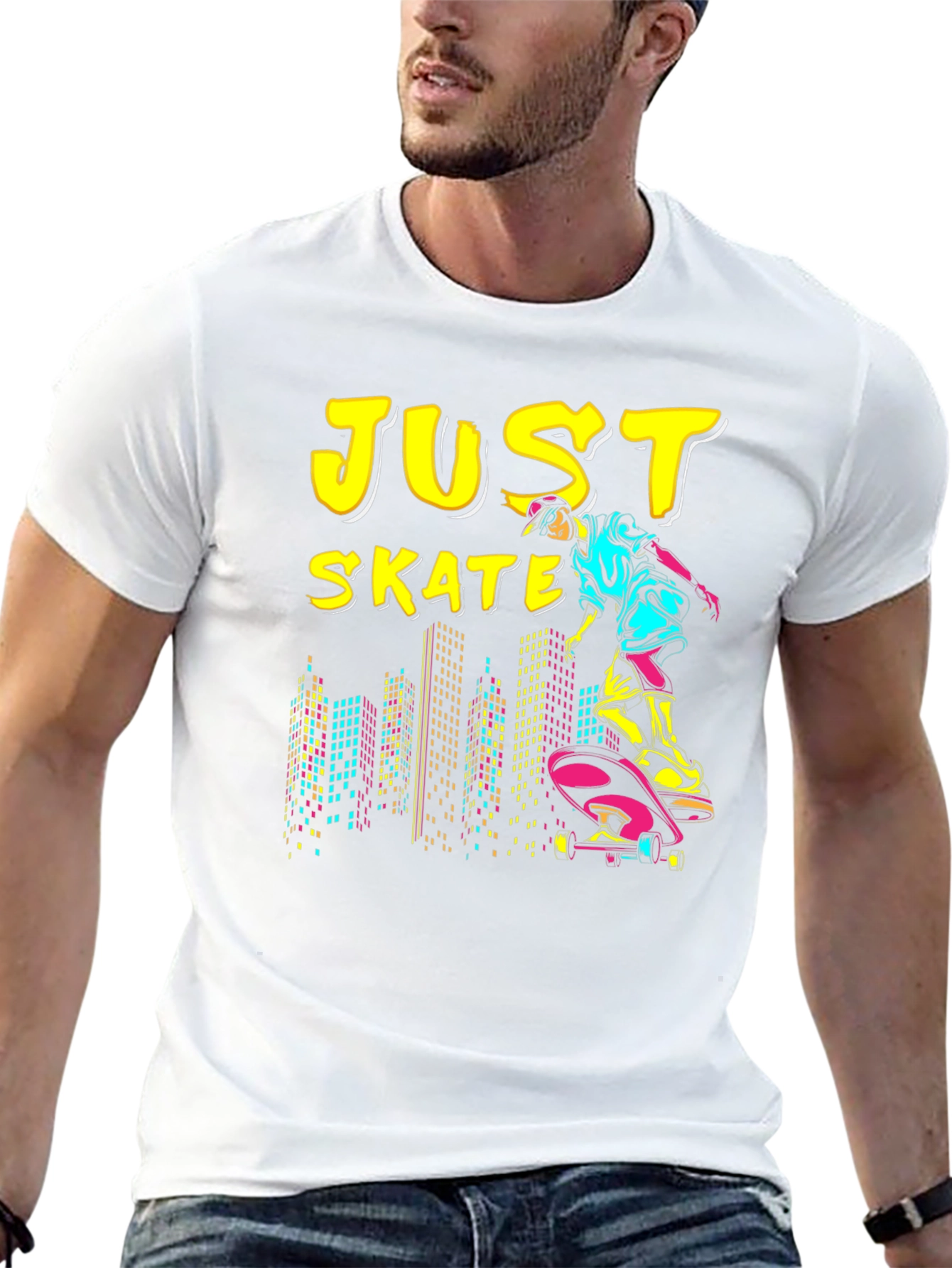 Just Skate Graphic Tee - Black Skateboarder Shirt