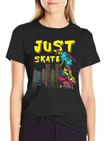 Just Skate Graphic Tee - Black Skateboarder Shirt
