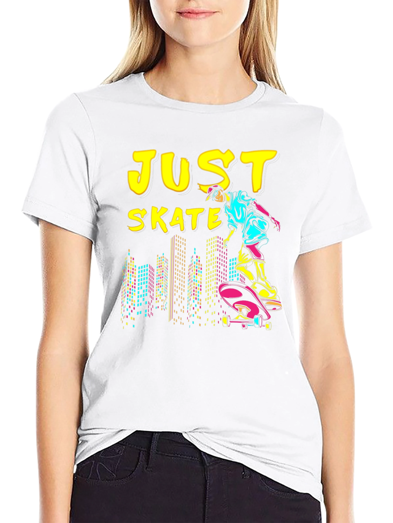 Just Skate Graphic Tee - Black Skateboarder Shirt