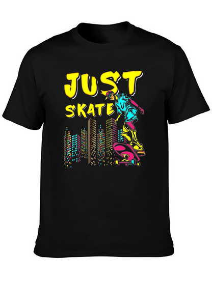 Just Skate Graphic Tee - Black Skateboarder Shirt