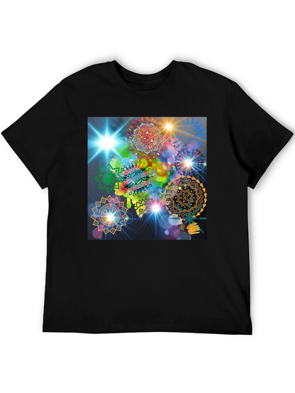 Cosmic Mandala Graphic Tee - Modern Black T-Shirt