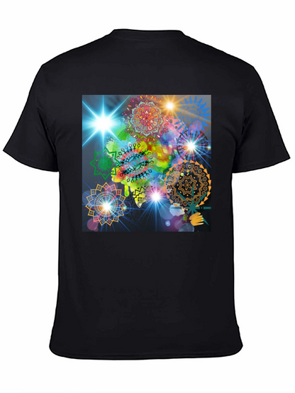 Cosmic Mandala Graphic Tee - Modern Black T-Shirt