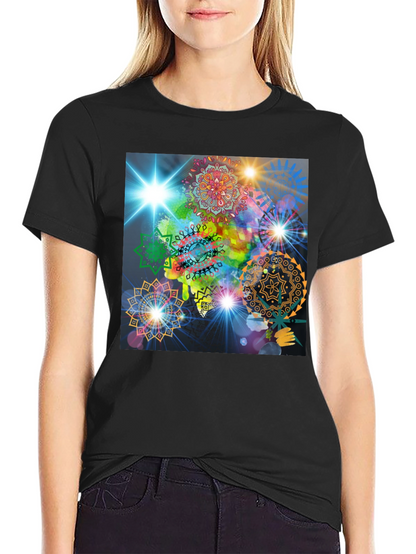 Cosmic Mandala Graphic Tee - Modern Black T-Shirt