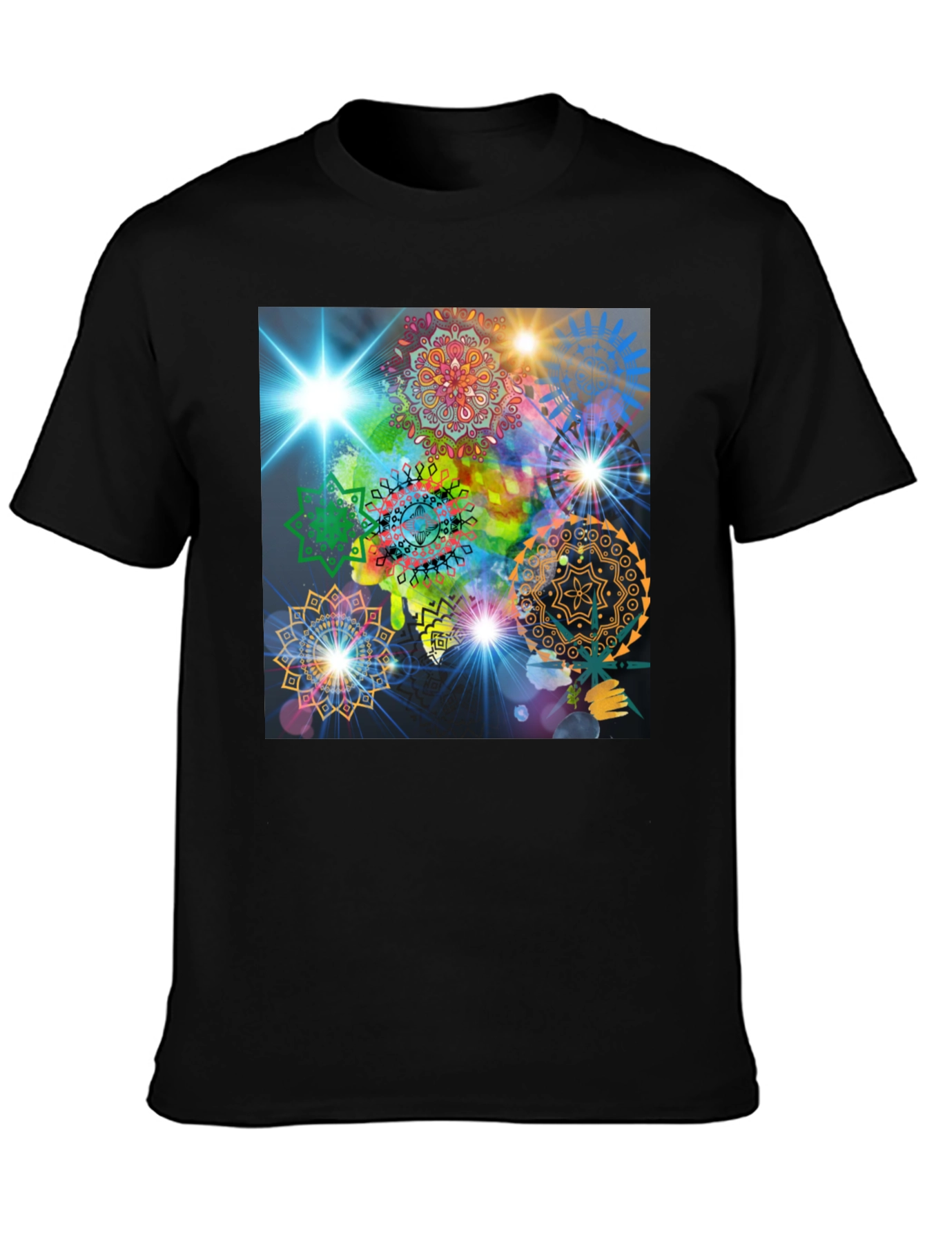 Cosmic Mandala Graphic Tee - Modern Black T-Shirt