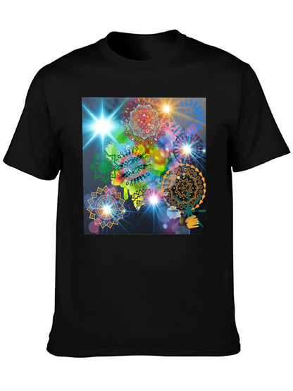 Cosmic Mandala Graphic Tee - Modern Black T-Shirt