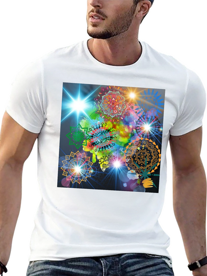 Cosmic Mandala Graphic Tee - Modern Black T-Shirt