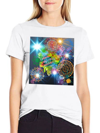 Cosmic Mandala Graphic Tee - Modern Black T-Shirt