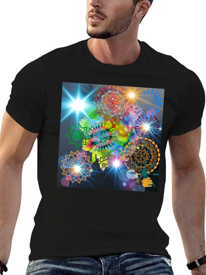 Cosmic Mandala Graphic Tee - Modern Black T-Shirt