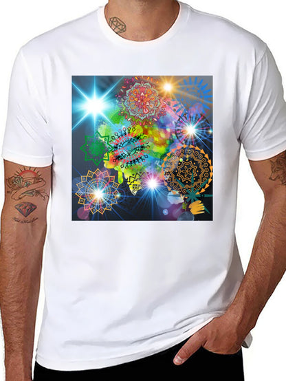 Cosmic Mandala Graphic Tee - Modern Black T-Shirt