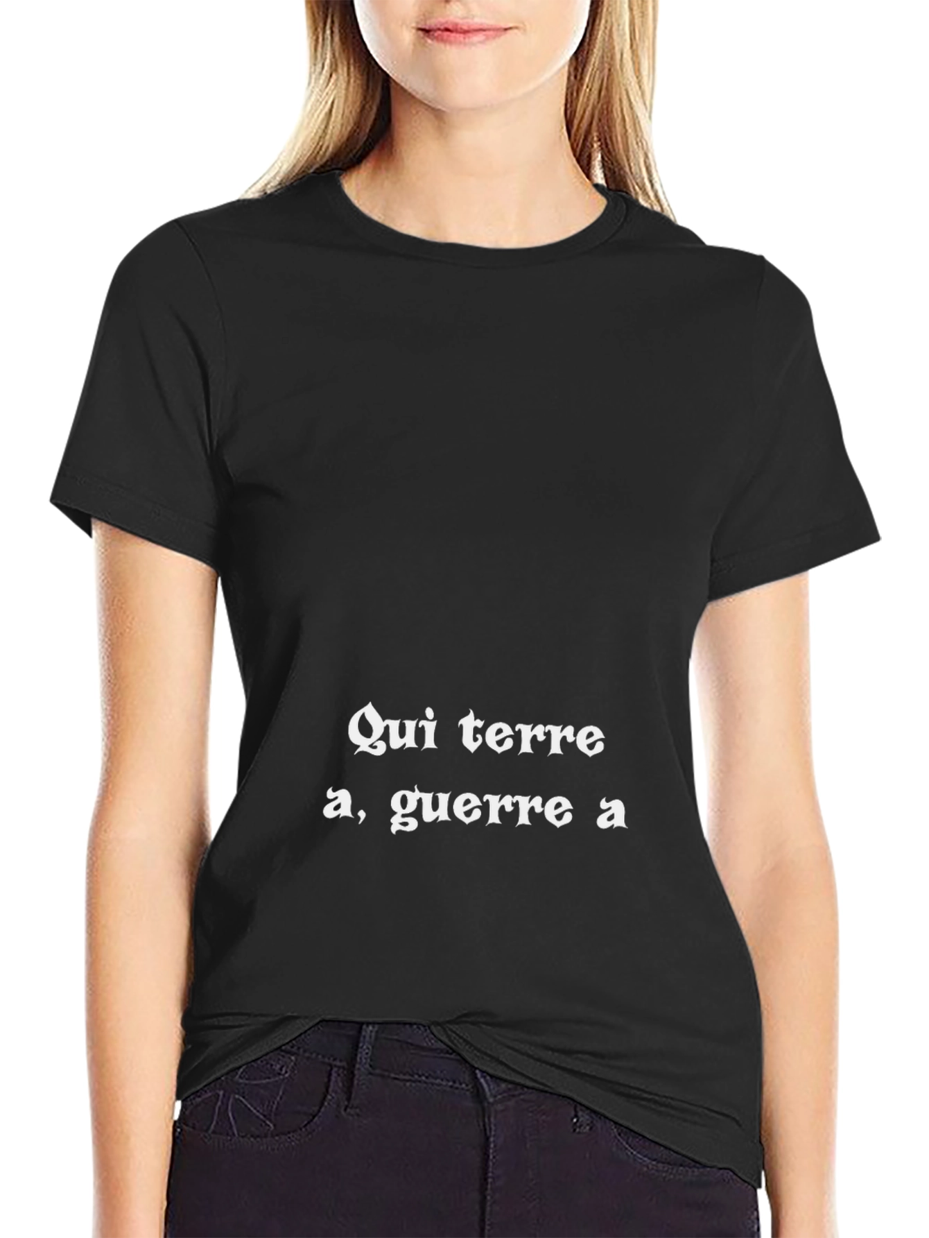Qui terre a guerre a - Black T-Shirt