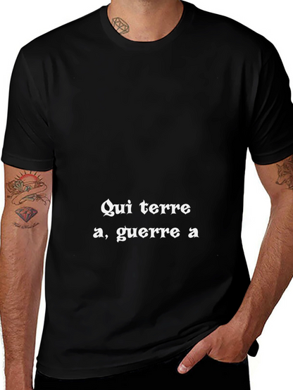 Qui terre a guerre a - Black T-Shirt