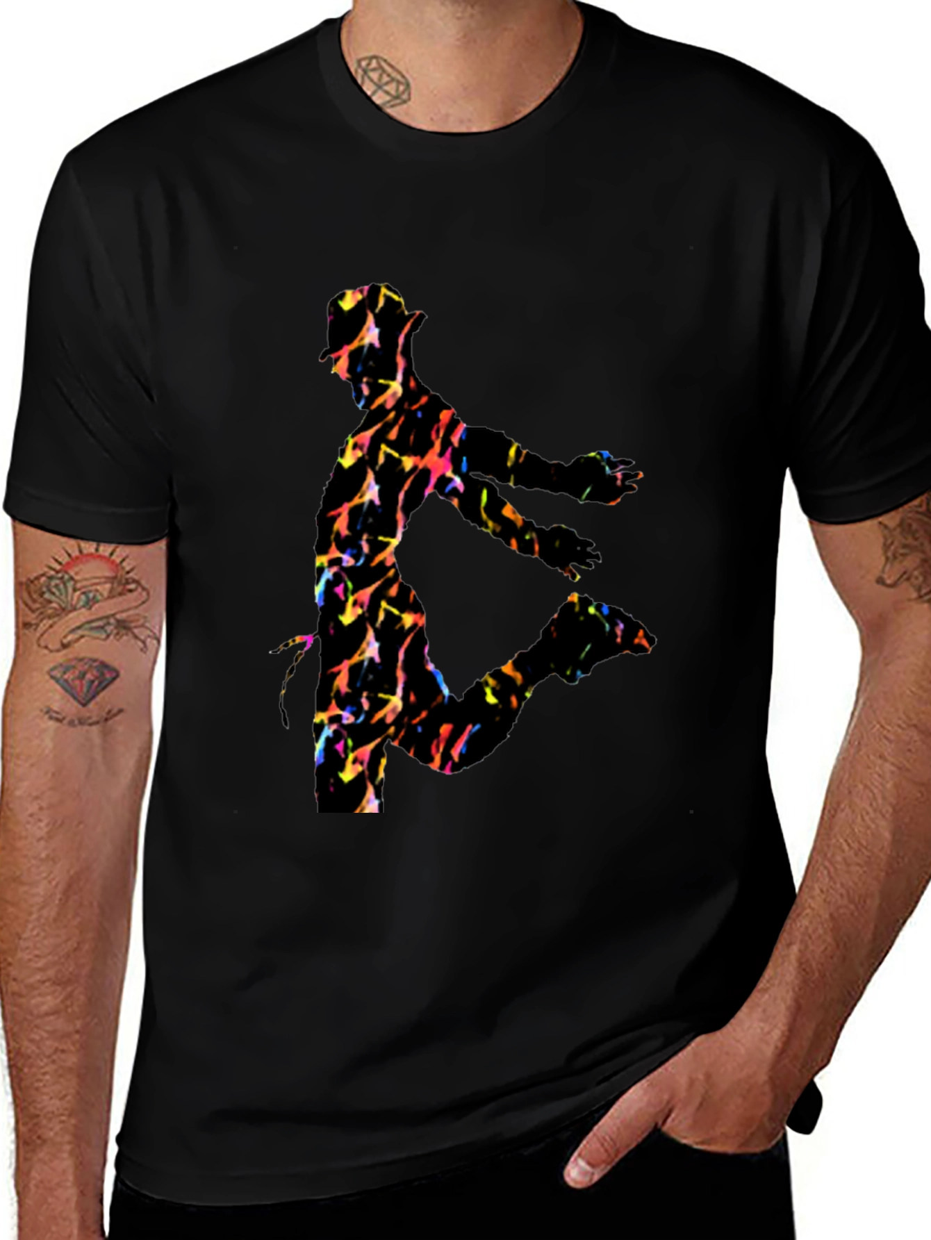 Vibrant Dancer Graphic Black T-Shirt