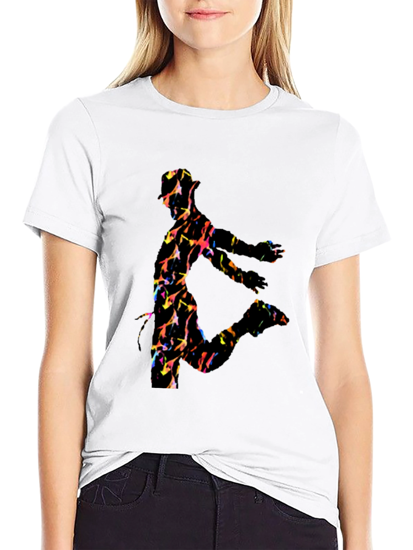 Vibrant Dancer Graphic Black T-Shirt