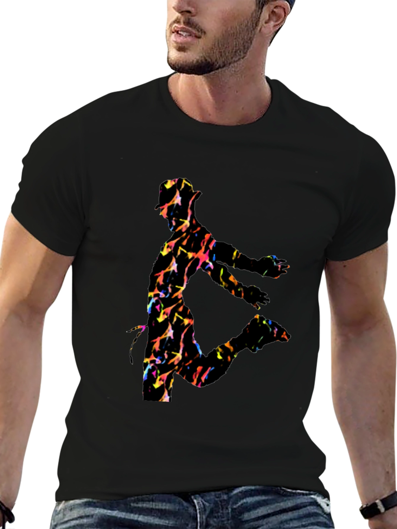 Vibrant Dancer Graphic Black T-Shirt
