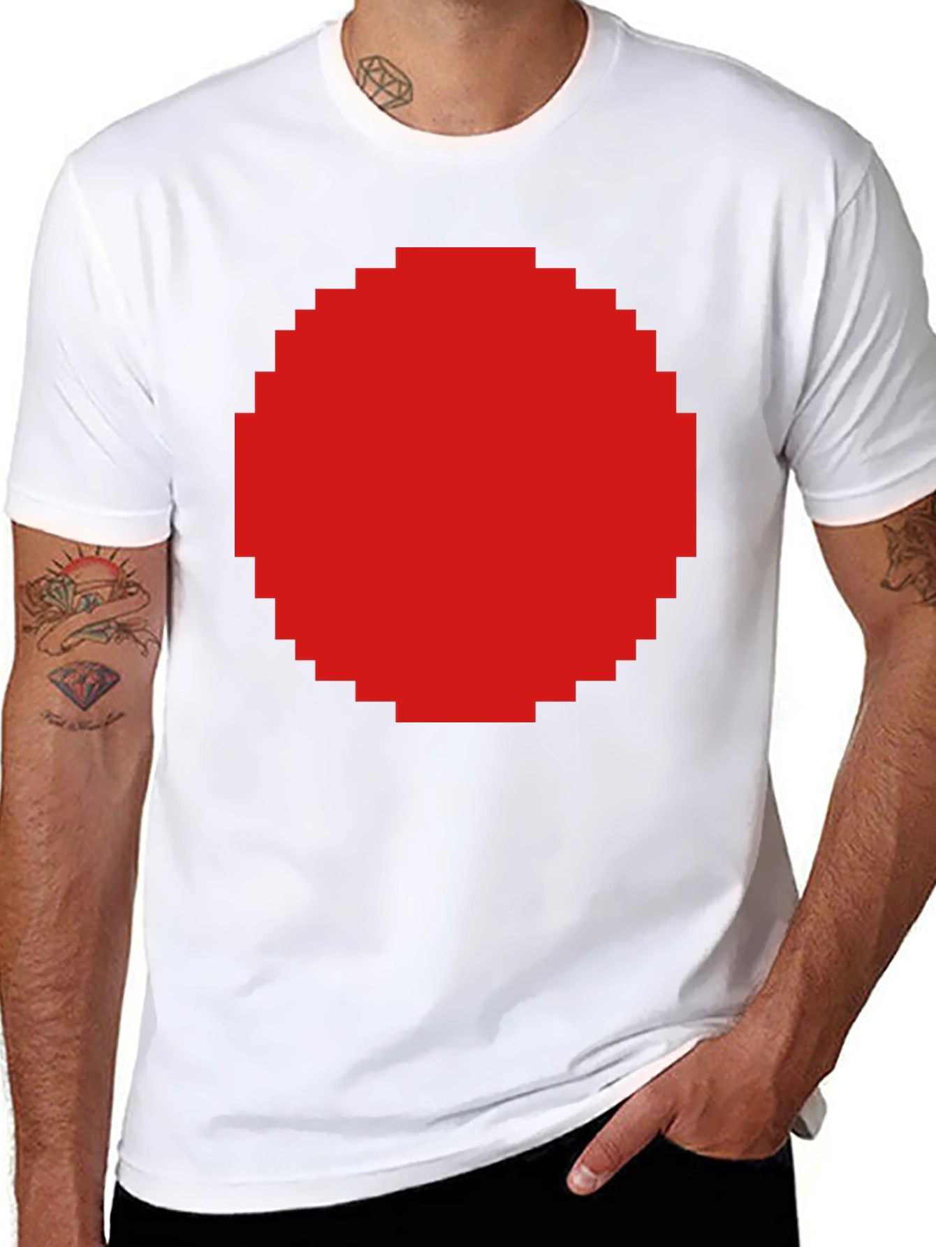 Pixel Art Red Circle Graphic T-Shirt - Unisex