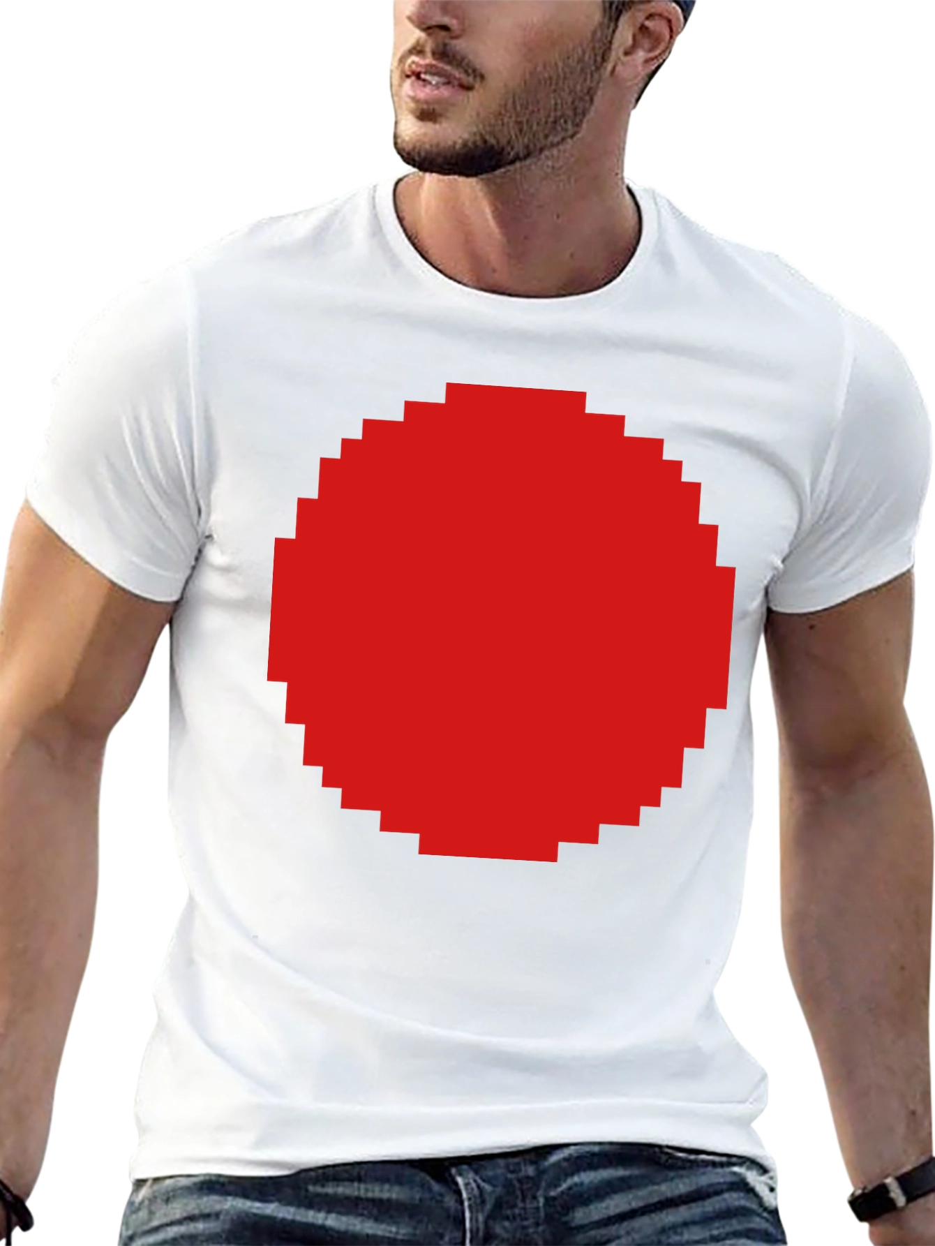Pixel Art Red Circle Graphic T-Shirt - Unisex