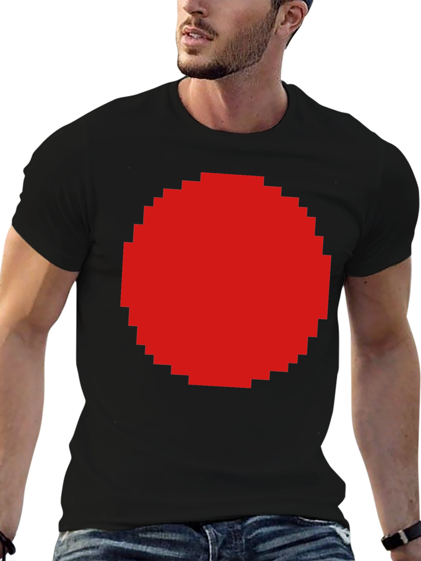 Pixel Art Red Circle Graphic T-Shirt - Unisex