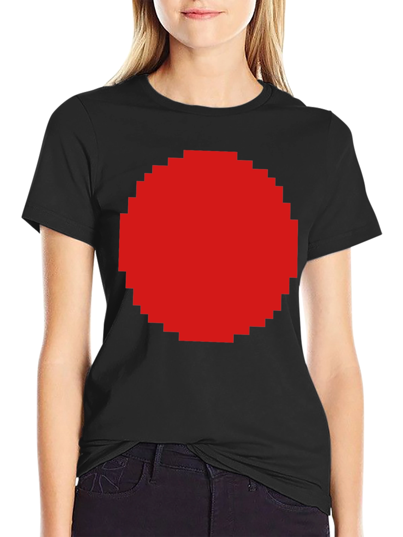 Pixel Art Red Circle Graphic T-Shirt - Unisex