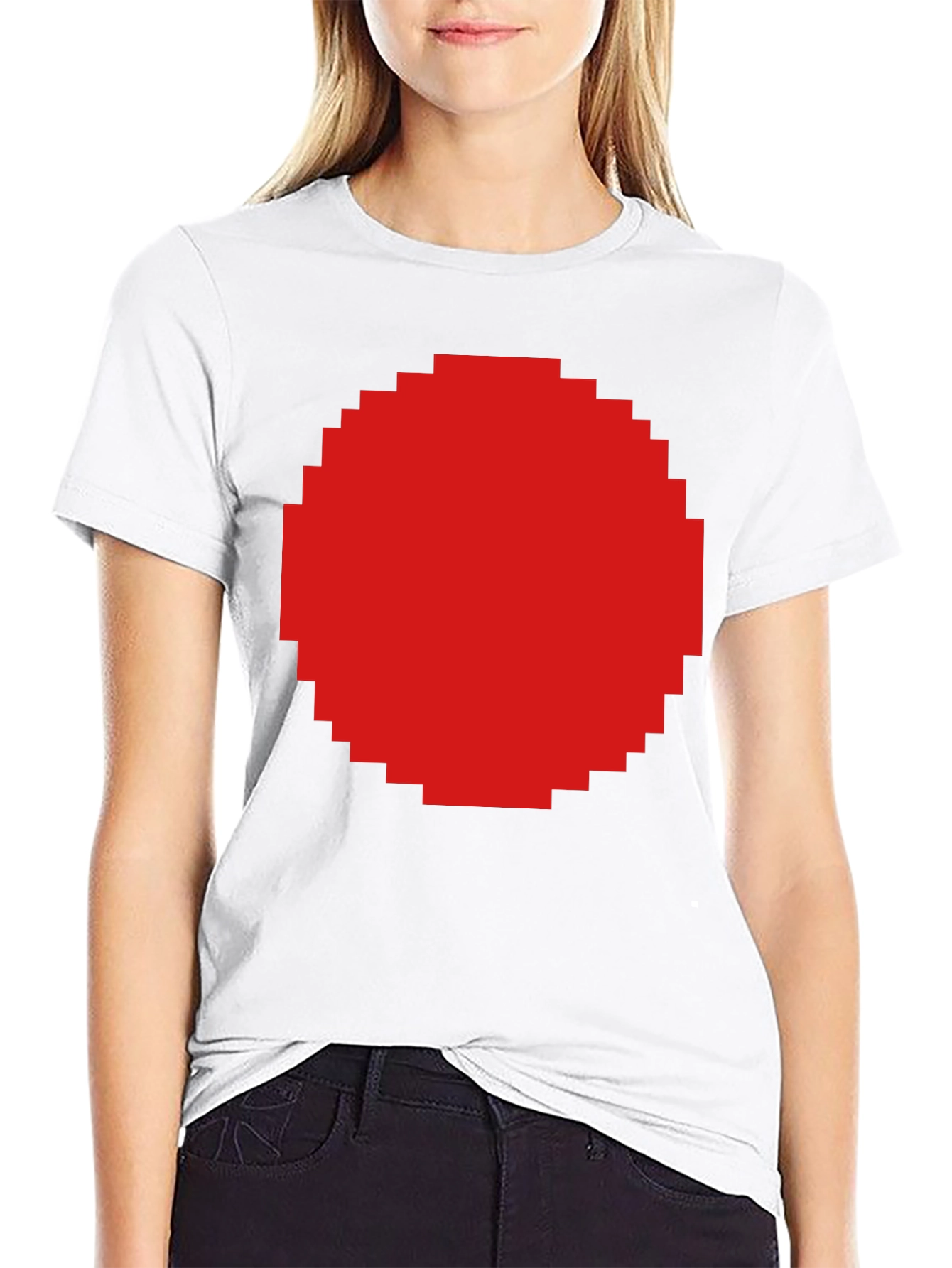 Pixel Art Red Circle Graphic T-Shirt - Unisex