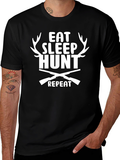Eat Sleep Hunt Repeat Graphic Tee - Black