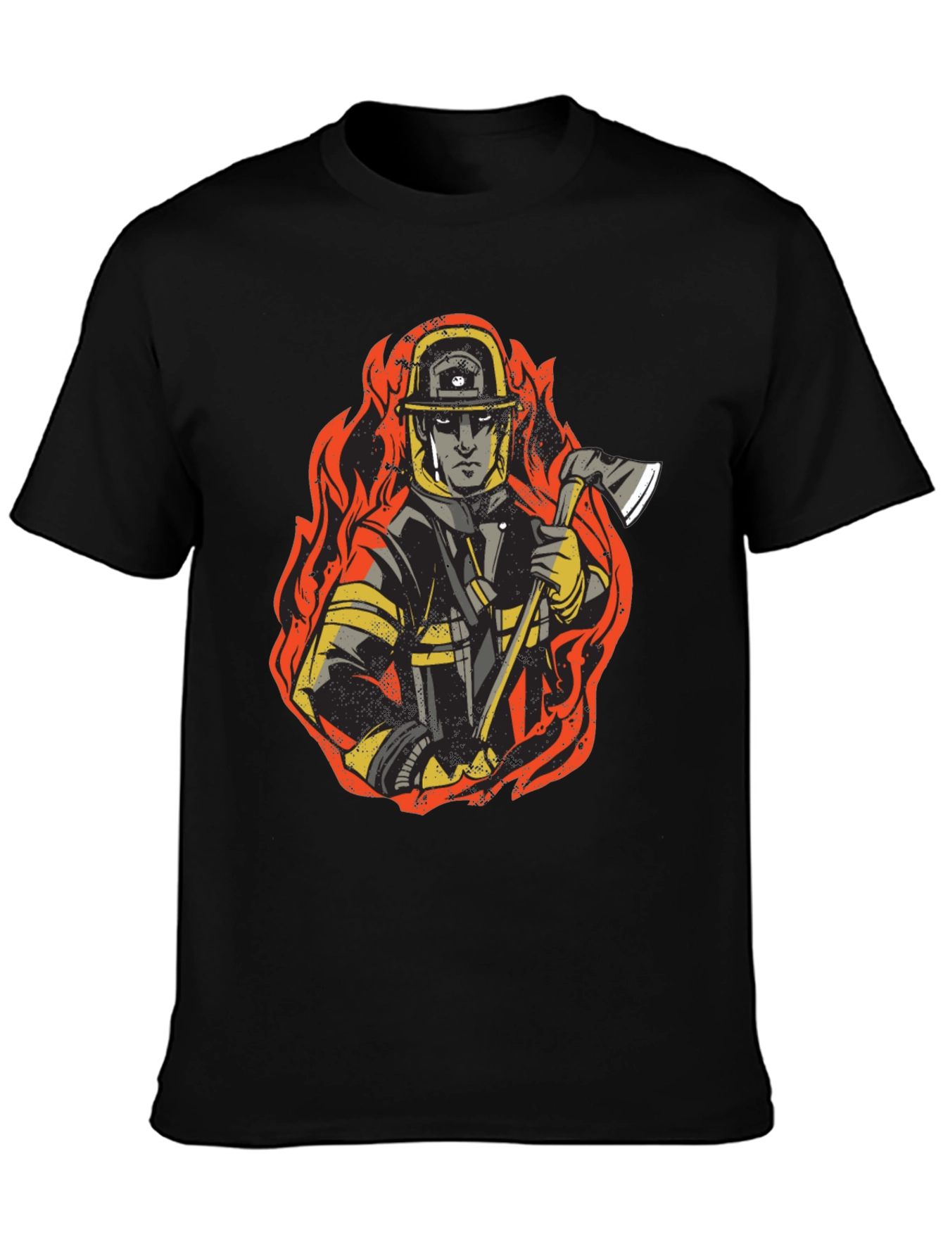 Firefighter Graphic Tee - Bold Black Cotton T-Shirt