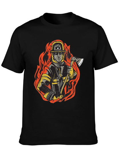 Firefighter Graphic Tee - Bold Black Cotton T-Shirt