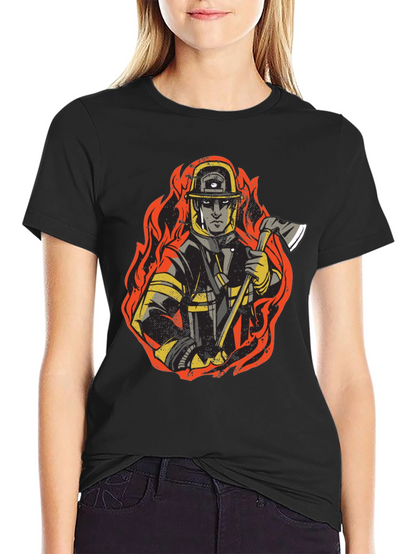 Firefighter Graphic Tee - Bold Black Cotton T-Shirt