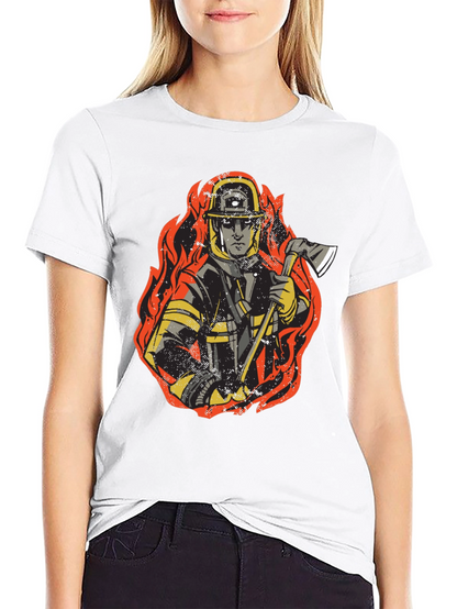 Firefighter Graphic Tee - Bold Black Cotton T-Shirt
