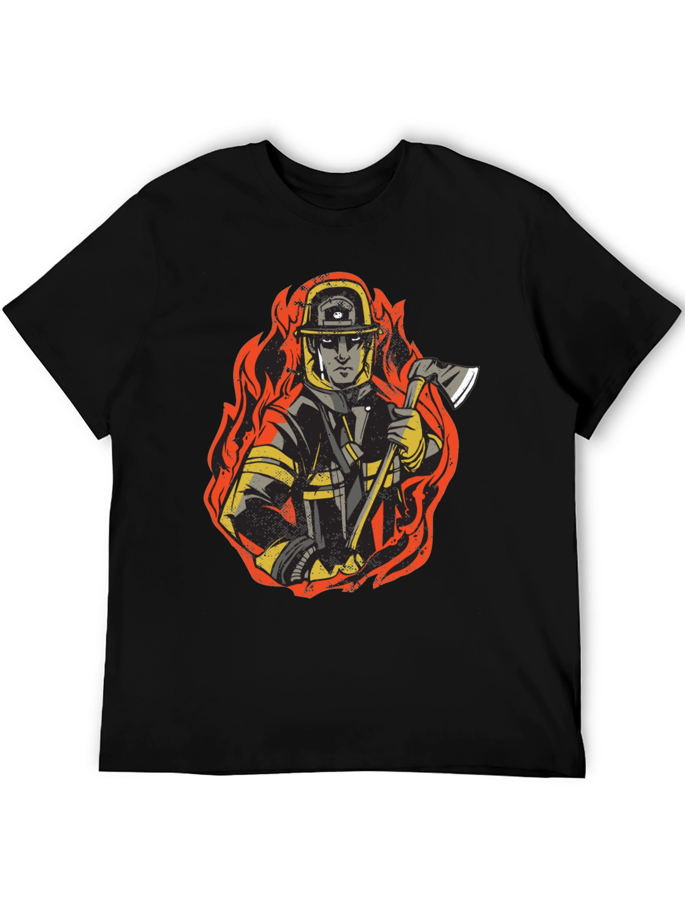 Firefighter Graphic Tee - Bold Black Cotton T-Shirt