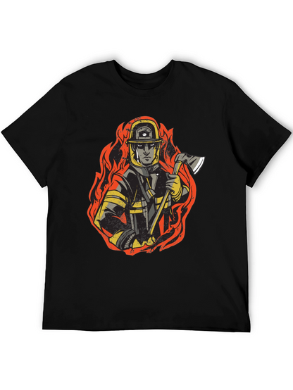 Firefighter Graphic Tee - Bold Black Cotton T-Shirt