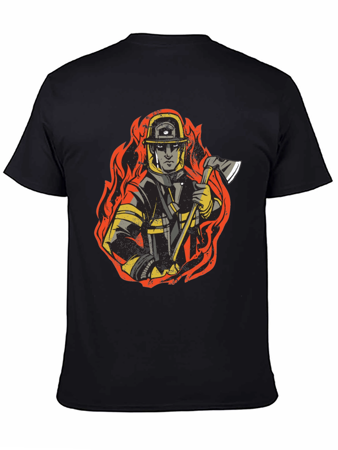 Firefighter Graphic Tee - Bold Black Cotton T-Shirt