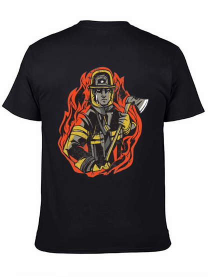 Firefighter Graphic Tee - Bold Black Cotton T-Shirt