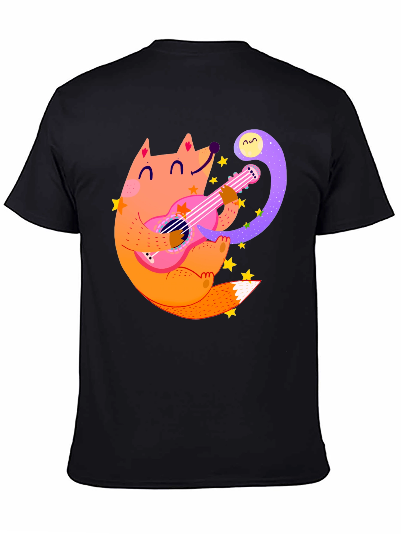 Fox Guitarist Graphic Tee - Black Cotton T-Shirt