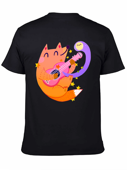 Fox Guitarist Graphic Tee - Black Cotton T-Shirt